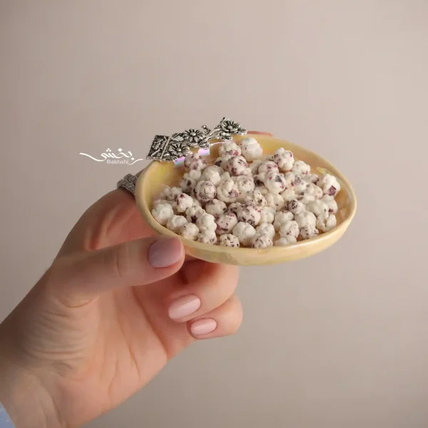 شیرینی خوری سرامیک نقره شکوفه کرم