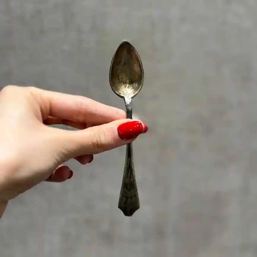 قاشق شش عددی چای خوری نقره سیاه قلم تبریز