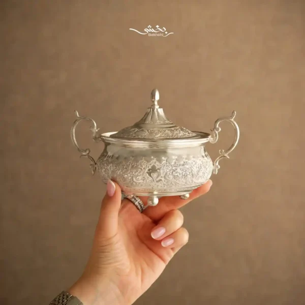 ست چای خوری نقره قلمزنی گل و مرغ