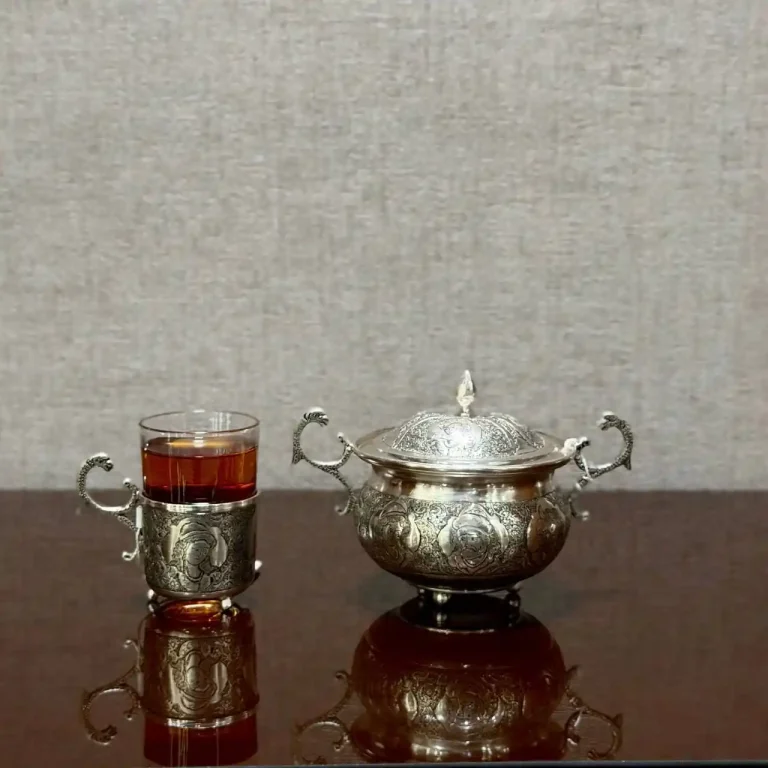 ست چای خوری نقره قلم مینیاتور