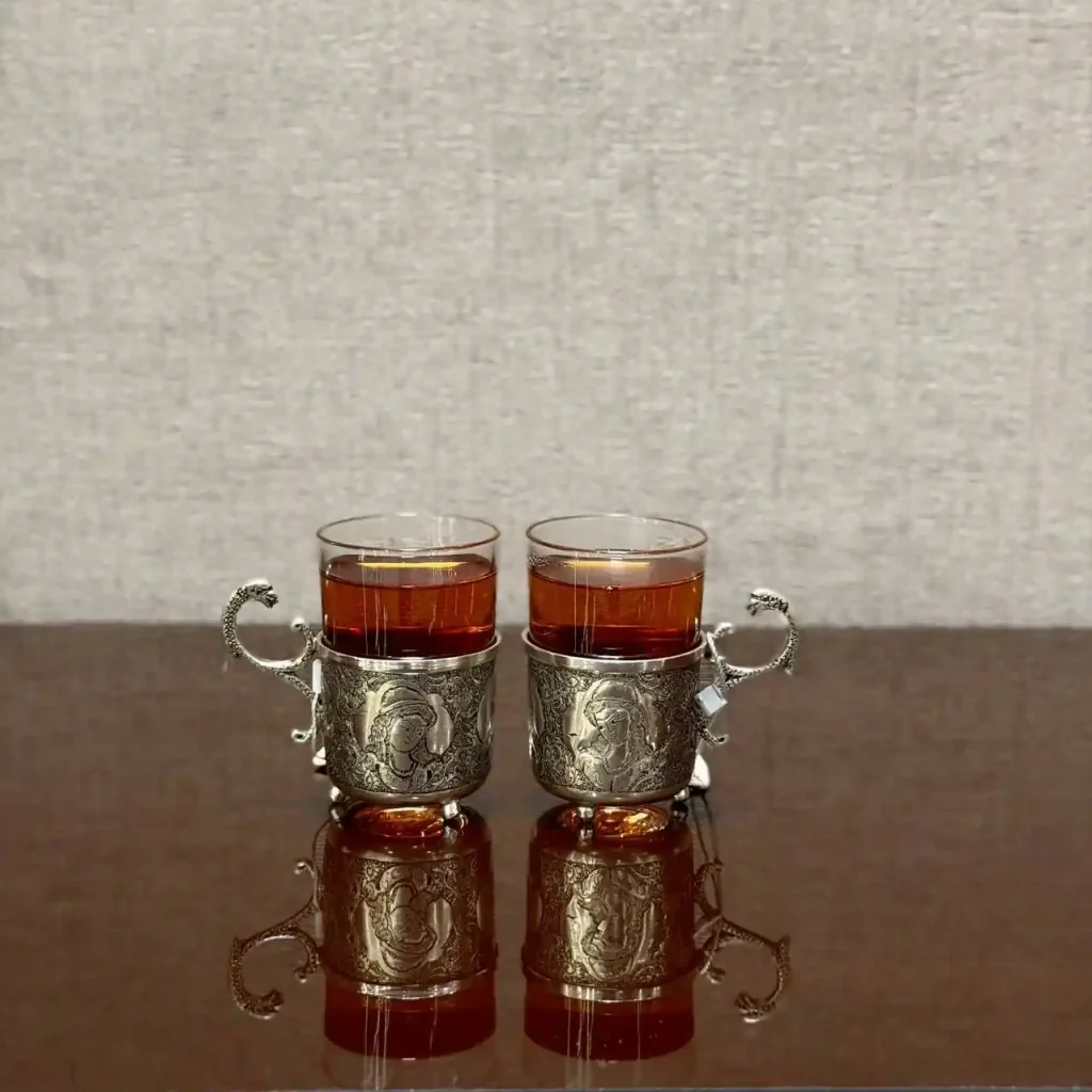 ست چای خوری نقره قلم مینیاتور