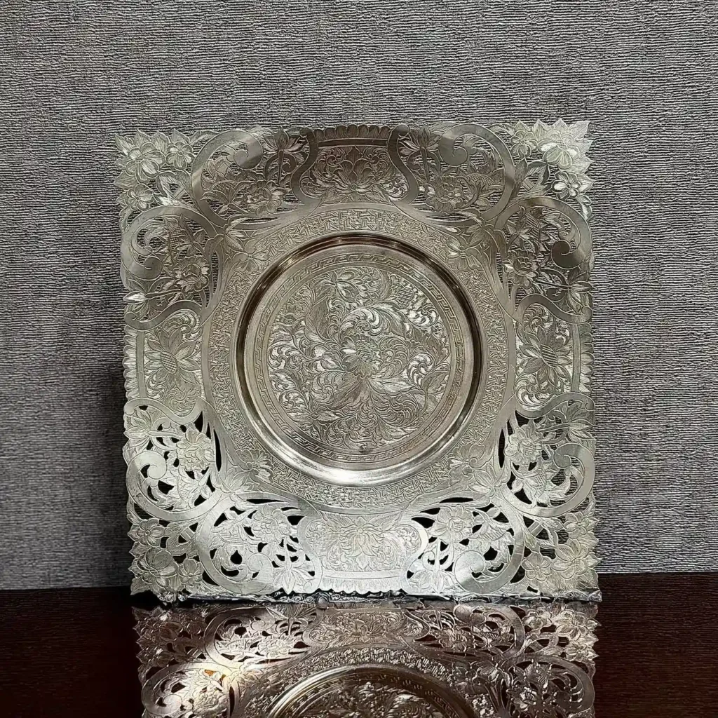 شیرینی خوری نقره مربع قلم تبریز